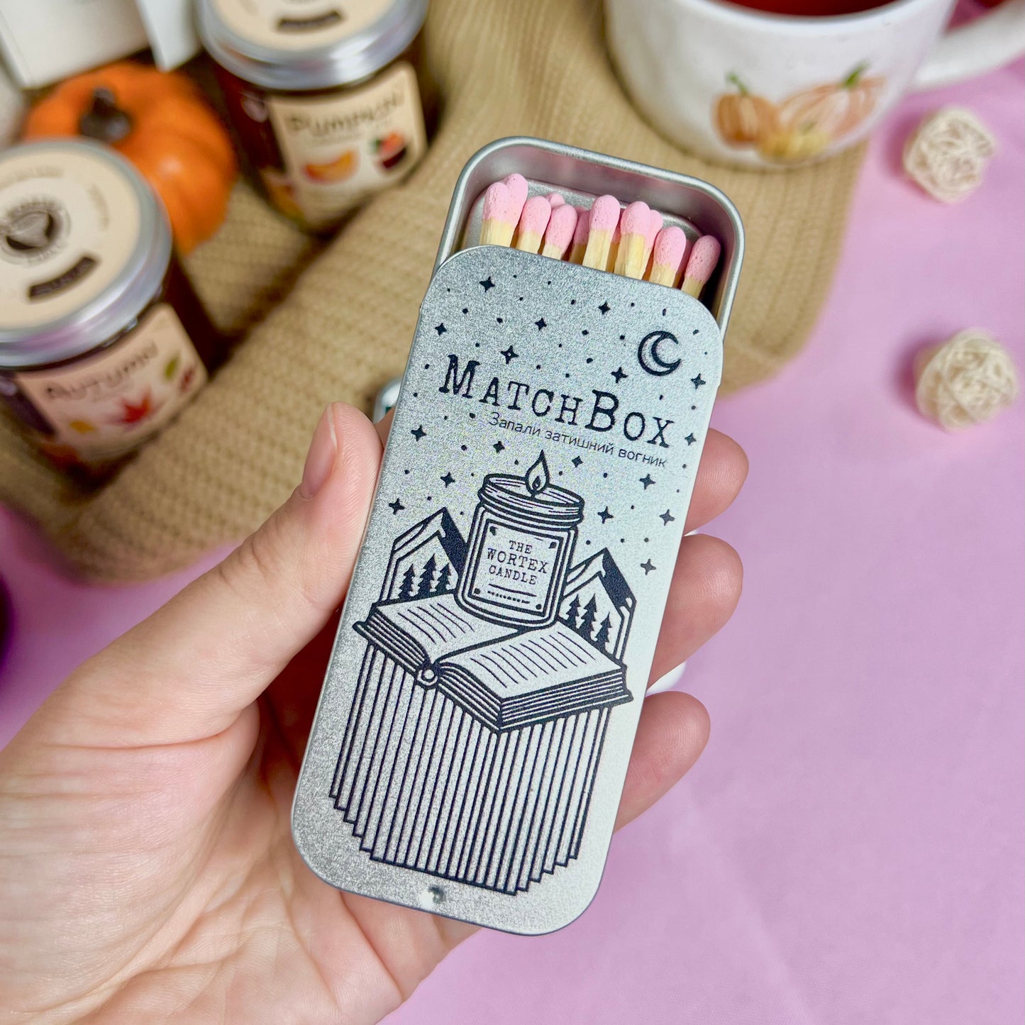 Довгі сірники в металевій коробочці - Wortex Candle